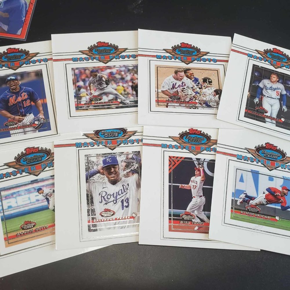 8 x 2022 Topps Stadium Club MLB Baseball Master Photos, Mike trout, mookie betts